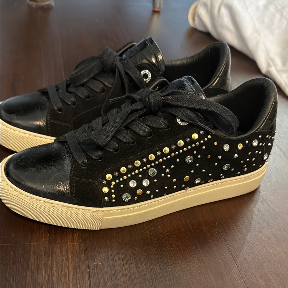 Zadig & Voltaire Black and Gold Glam Sneakers